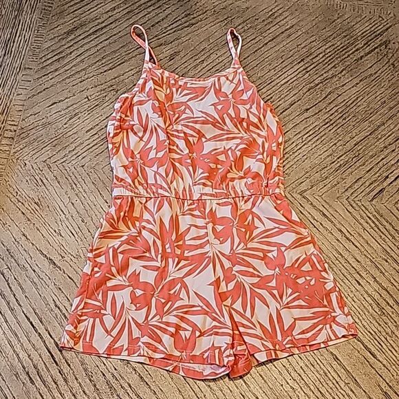 Orange floral short romper size 7 Old Navy - Picture 1 of 6